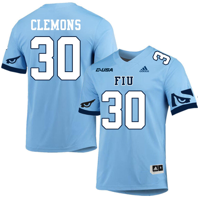 #30 Jordan Clemons FIU Jersey, Florida International University Panthers Football Jersey-Light Blue